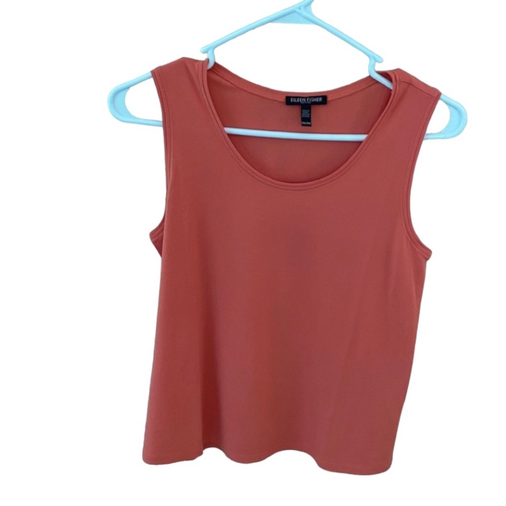 Coral Eileen Fisher Scoopneck 100% Silk Tank
